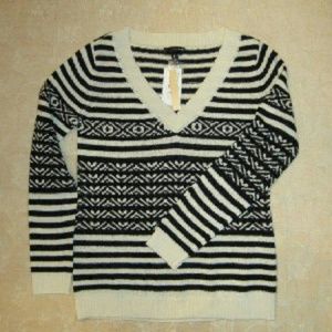 Aqua Wool Blend Stripped Fair Isle Sweater Sz L NWT